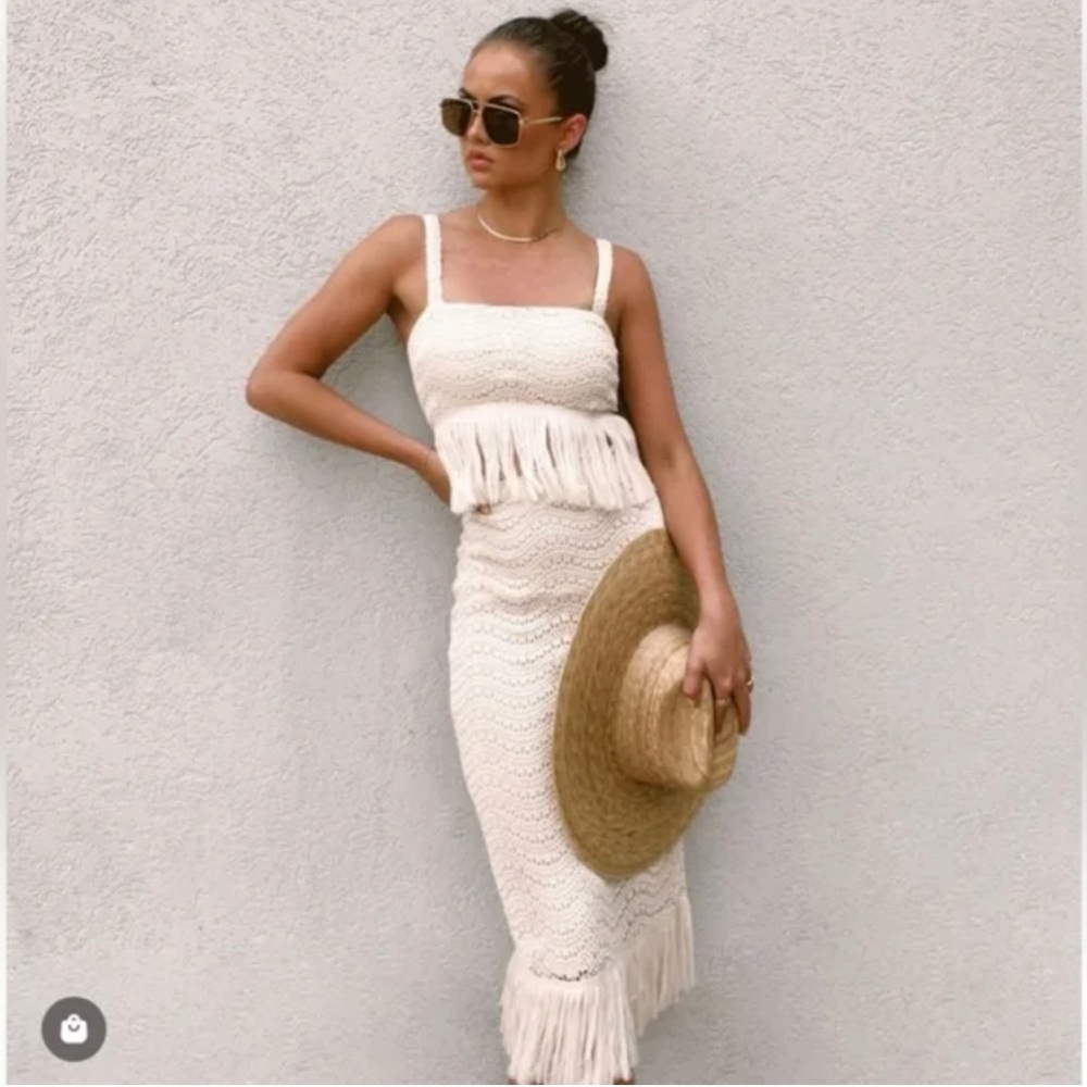 ANTONIO MELANI Ivory Crochet Dress